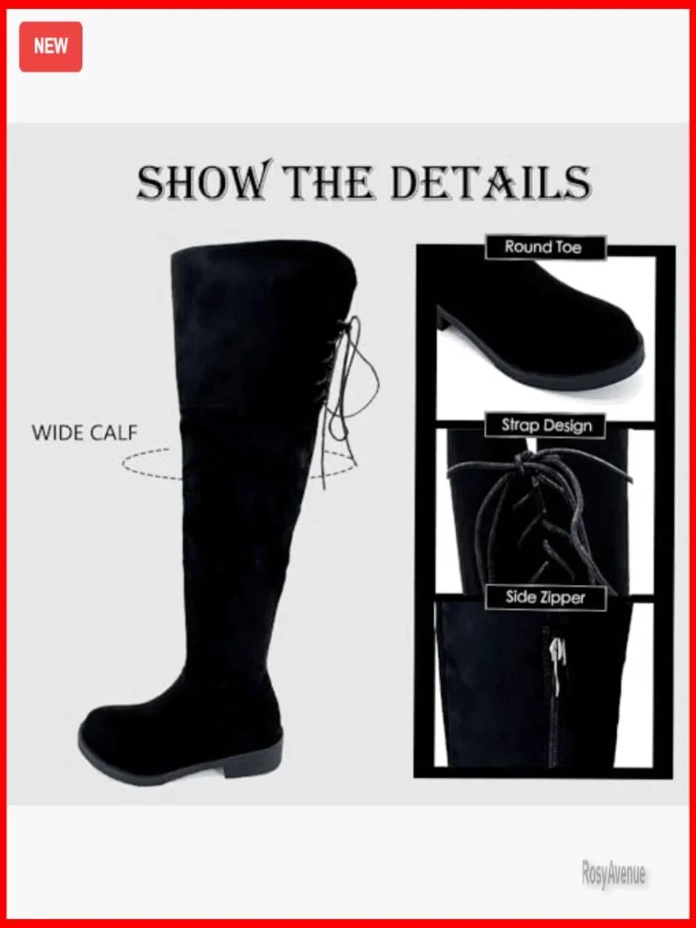 Women's Over the Knee Boots Wide Calf Round Toe Chunky Heel Casual Riding